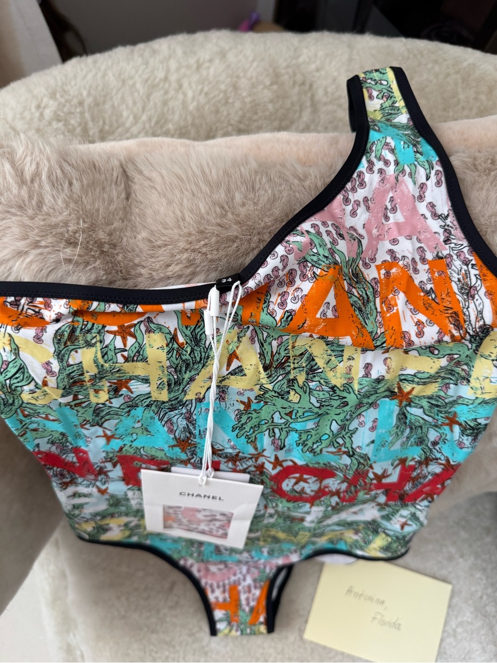 CHANEL Coco Beach 2026 Multicolor One-Shoulder Swimsuit - Picture 4 of 7